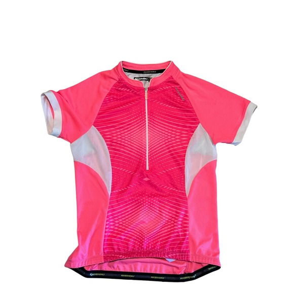 Nishiki Tops - Nishiki Womens Specific PinkW/White Short Sleeve Half Zip Cycling Jersey Size MD